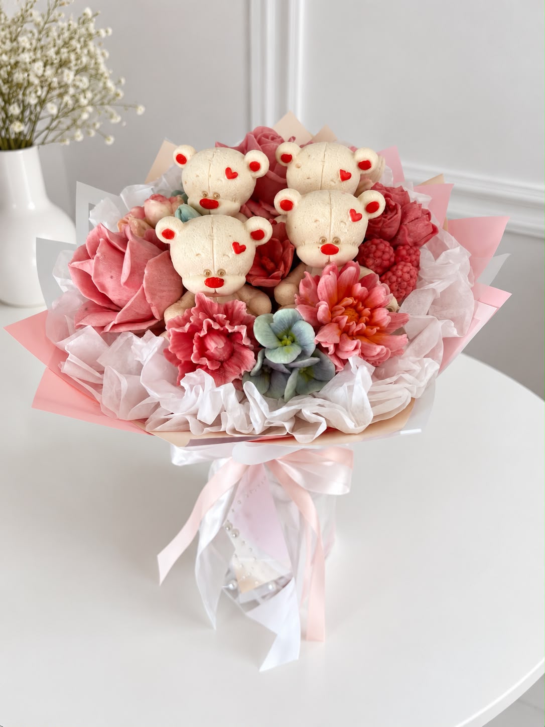Blush Teddy buchet cu ursuleți din bezea